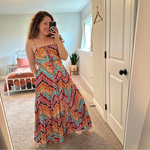 Rhode Rainbow Zig Zag Cotton Maxi Dress Small - Picture 4 of 13